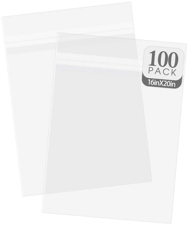 Main image of 16x20 inches Clear Plastic Sleeve for Photos,Resealable Adhesive(100 Pack) Clear Bags for Pictures Art Prints Framing Mats Mattes (Bag Size: 16 3/8x 20 1/8 inches for 16x20 Mats)