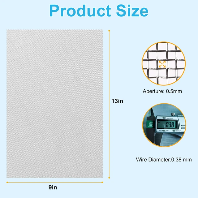 Alt view image 3 of 6 - 16 Pcs 13x9 Inch 40 Mesh 304 Stainless Steel Wire Mesh Sheet, Sheet Screen for DIY Crafts
