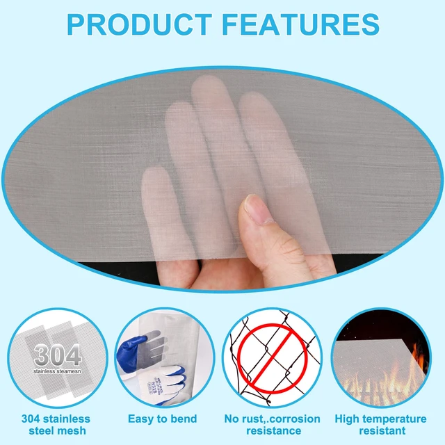 Alt view image 2 of 6 - 16 Pcs 13x9 Inch 40 Mesh 304 Stainless Steel Wire Mesh Sheet, Sheet Screen for DIY Crafts