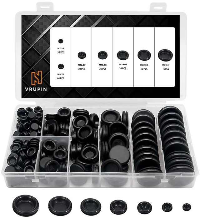 Main image of 188 Pieces Rubber Grommet Kit Rubber Plugs for Round Holes, Wiring, Electrical, Plumbing, and More