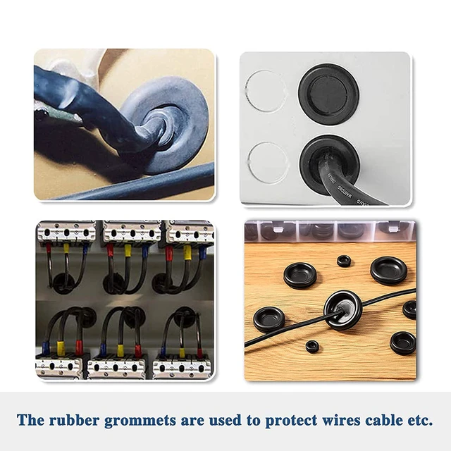 Alt view image 7 of 7 - 188 Pieces Rubber Grommet Kit Rubber Plugs for Round Holes, Wiring, Electrical, Plumbing, and More