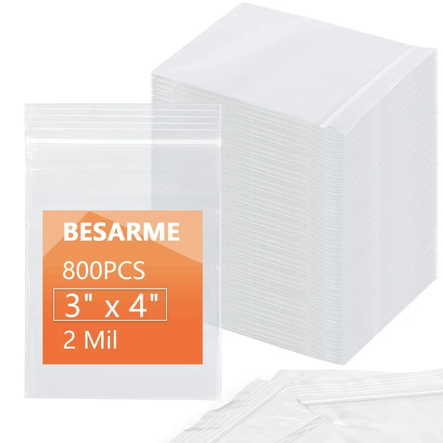 Main image of 800 PCS 3" x 4" Small Plastic Bags for Jewelry Mini Plastic Poly Bag 2 Mil Polyethylene Zip Bags For Jewelry, Beads, Screws, Candy, Coins; Waterproof, Dustproof, Easy Open And Close