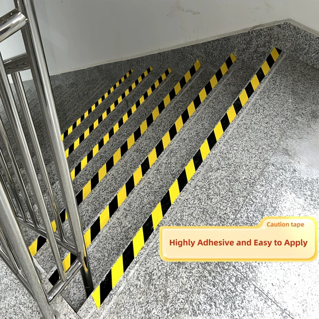 Alt view image 2 of 7 - 2 Roll 2 Inch x 110FT Black & Yellow Hazard Tape Warning Safety Stripe Tape for Floor Marking, Strong Adhesive Wear Resistance Warterproof Caution Tape Roll Ideal for Walls, Floors(2 Roll)
