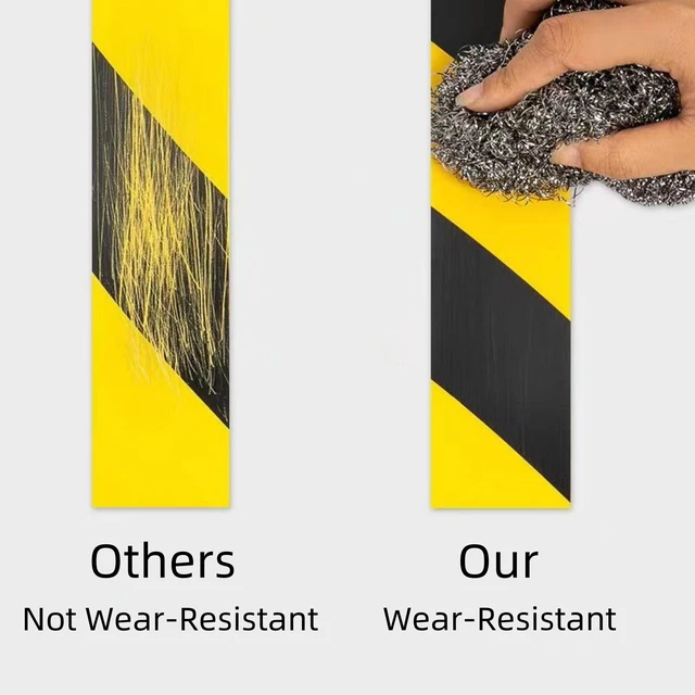 Alt view image 4 of 7 - 2 Roll 2 Inch x 110FT Black & Yellow Hazard Tape Warning Safety Stripe Tape for Floor Marking, Strong Adhesive Wear Resistance Warterproof Caution Tape Roll Ideal for Walls, Floors(2 Roll)