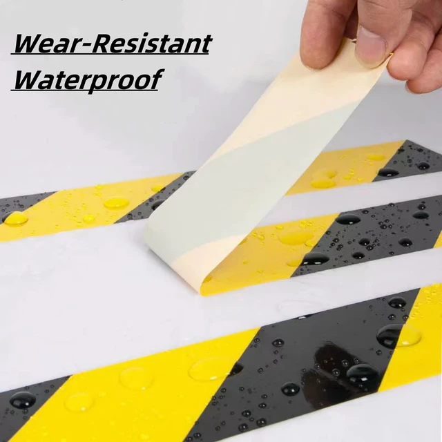 Alt view image 5 of 7 - 2 Roll 2 Inch x 110FT Black & Yellow Hazard Tape Warning Safety Stripe Tape for Floor Marking, Strong Adhesive Wear Resistance Warterproof Caution Tape Roll Ideal for Walls, Floors(2 Roll)