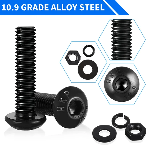 Alt view image 7 of 7 - 1705 Pcs Machine Screw Assortment Kit, M2 M3 M4 M5 Metric Bolts and Nuts Kit with Lock and Flat Washers, Hex Button Head 10.9 Alloy Steel Cap Screw Set with Allen Wrench