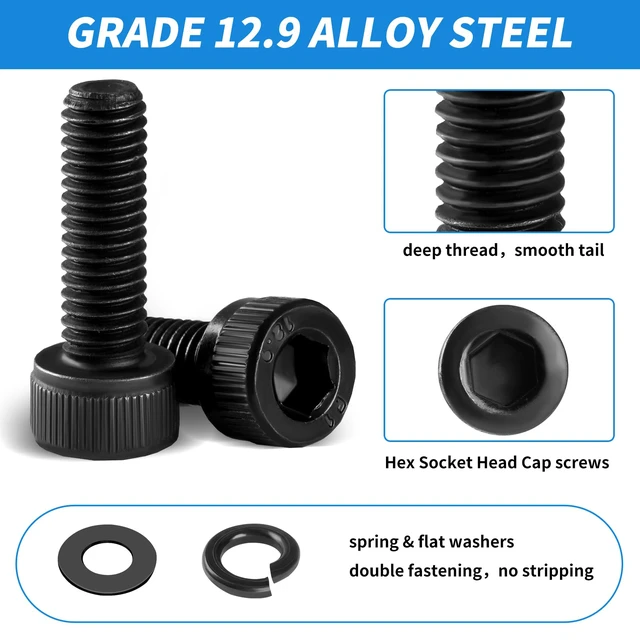 Alt view image 4 of 7 - 1760pcs M2 M3 M4 M5 Metric Screw Assortment, Grade 12.9 Alloy Steel Hex Socket Head Cap Bolts and Nuts Kit, Black Zinc Plated and Anti Rust Screw Set with 4 pcs Hex Wrenches