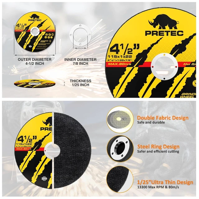 Alt view image 2 of 7 - 55 Pack Cut Off Wheels 4-1/2", Metal Cutting Wheel for Angle Grinder Angle Grinder Cutting Disc For Metal and Stainless Steel,7/8" Arbor, 0.045" Thin, Aluminum Oxide, Aggressive Cutting Wheel
