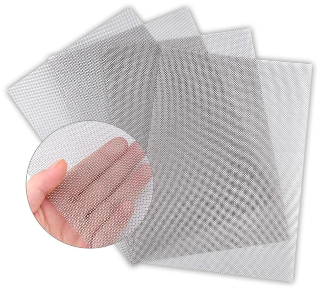 Main image of 4PACK Stainless Steel Woven Wire Mesh Never Rust 11.8"X8.2" Air Vent Mesh Hard and Heat Resisting Screen, 1mm Hole 20 Mesh Easy to Cut for Rodents Filters Window DIY Projects