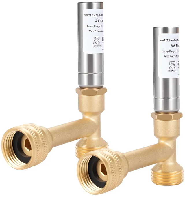 Main image of Tee Stainless Steel Water Hammer Arrestor for Washing Machine, 3/4" Male GHT & 3/4" Swivel Female GHT, Angle(Pack-2)