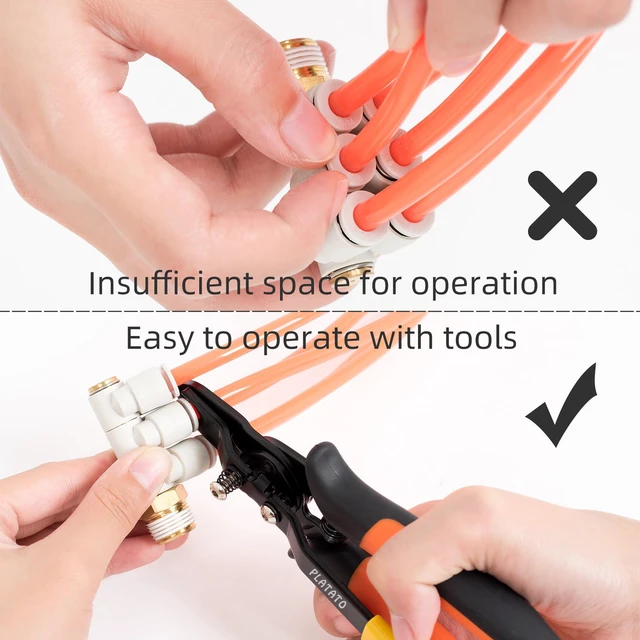 Alt view image 3 of 7 - Push to Connect Fittings Air Line Disconnect Tool Kit Push Fitting Removal Tool for 1/4, 5/16, 3/8, 1/2 (6mm, 8mm,10mm,12mm) Quick Connect Release Pliers with 15 Pcs Pneumatic Fittings