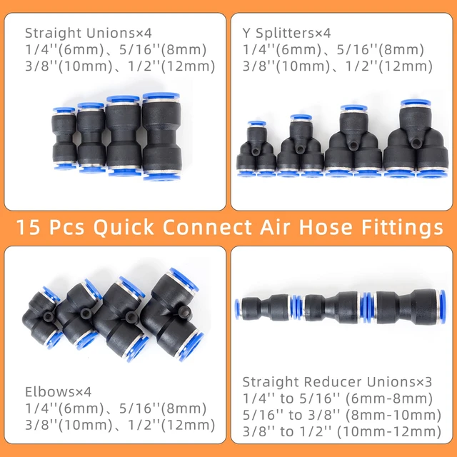 Alt view image 6 of 7 - Push to Connect Fittings Air Line Disconnect Tool Kit Push Fitting Removal Tool for 1/4, 5/16, 3/8, 1/2 (6mm, 8mm,10mm,12mm) Quick Connect Release Pliers with 15 Pcs Pneumatic Fittings