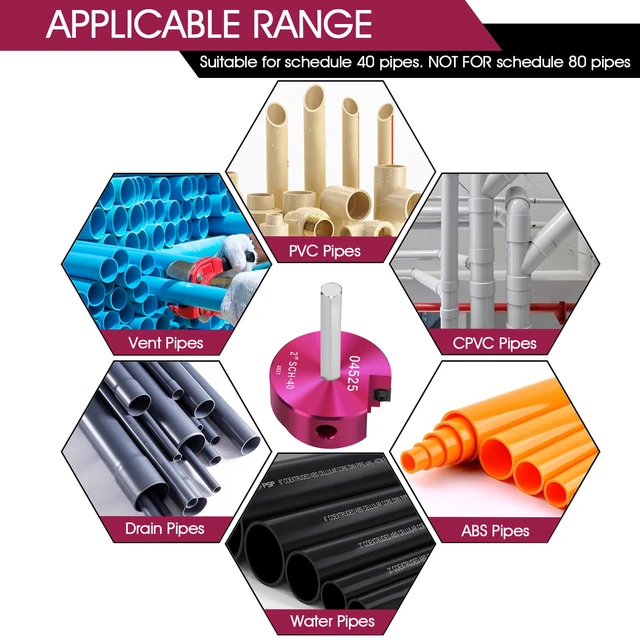 Alt view image 6 of 7 - PVC Fitting Saver 2Inch Head,PVC Pipe Reamer w/ 3/8-Inch Hex Shaft 2" PVC Reamer Socket Saver Plumbing Tool Plastic Pipe Fitting Reamer for Sch.40 CPVC ABS Hub,Fit Standard 1/2" Drills