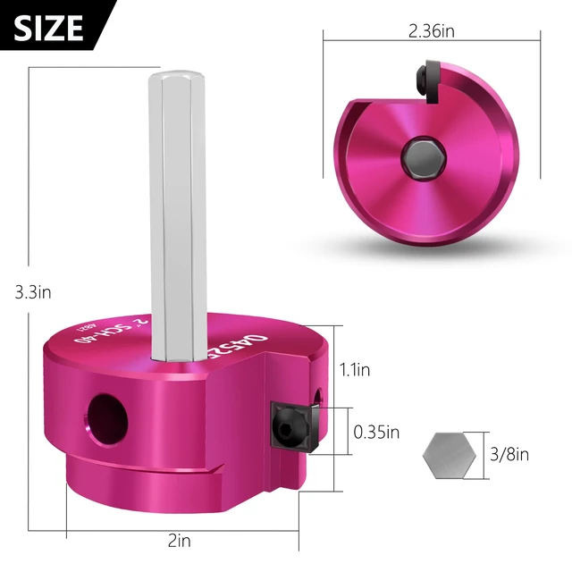 Alt view image 7 of 7 - PVC Fitting Saver 2Inch Head,PVC Pipe Reamer w/ 3/8-Inch Hex Shaft 2" PVC Reamer Socket Saver Plumbing Tool Plastic Pipe Fitting Reamer for Sch.40 CPVC ABS Hub,Fit Standard 1/2" Drills