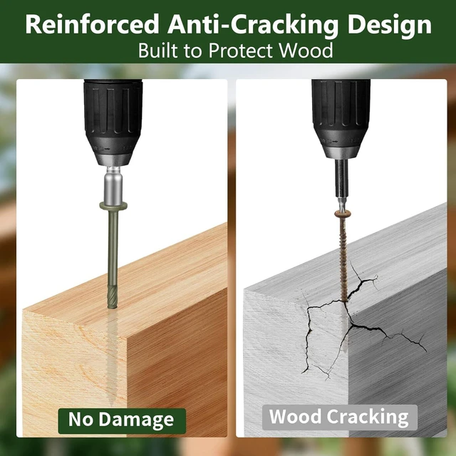 Alt view image 3 of 7 - 5/16 x 14 inch Long Timber Screws,Heavy Duty Exterior Lag Bolts with Hex Head, Structural Wood Screws for Deck, Fence, Landscape & Gazebo,Rust-Resistant Green Coated (25pcs)