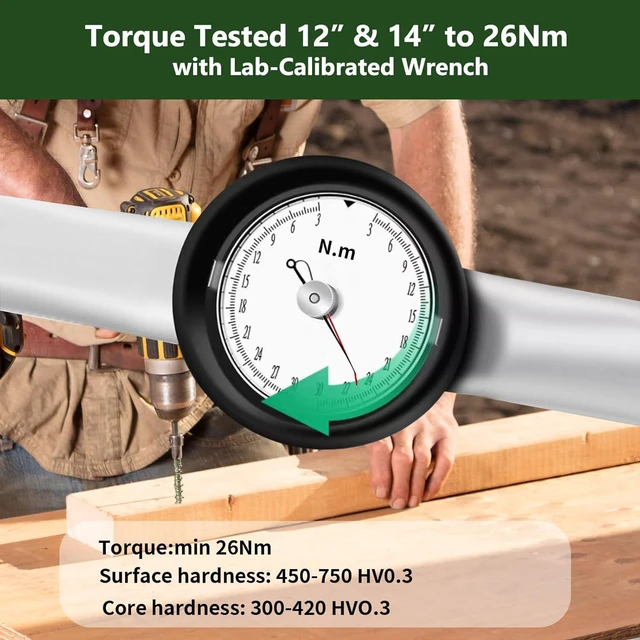 Alt view image 7 of 7 - 5/16 x 14 inch Long Timber Screws,Heavy Duty Exterior Lag Bolts with Hex Head, Structural Wood Screws for Deck, Fence, Landscape & Gazebo,Rust-Resistant Green Coated (25pcs)