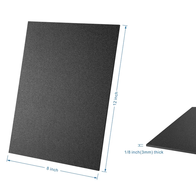 Alt view image 5 of 7 - Pack of 10 Black ABS Plastic Sheet 8" x 12" x 1/8" Thick (3mm) Thermoplastic; Moldable; Rigid; Textured & Smooth Finish; for Crafts, DIY Projects, Robotics Competition