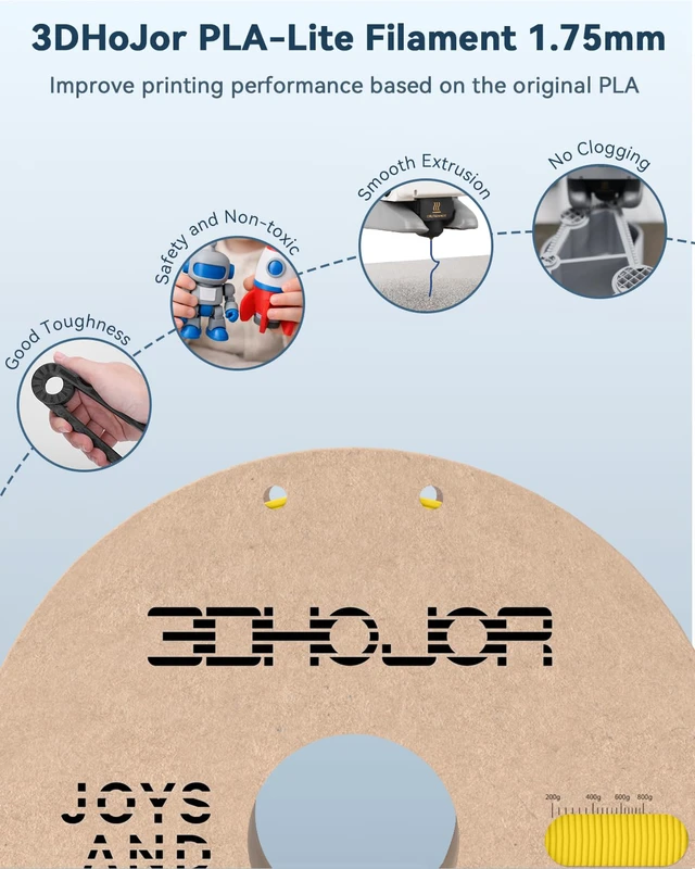 Alt view image 3 of 7 - PLA Filament 1.75mm,3D Printer Filament,1KG Yellow Cardboard Spool (2.2lbs),Dimensional Accuracy +/- 0.03 mm,Vacuum Packaging,Odor Free,Clog Free, Fit Most 3D FDM Printer