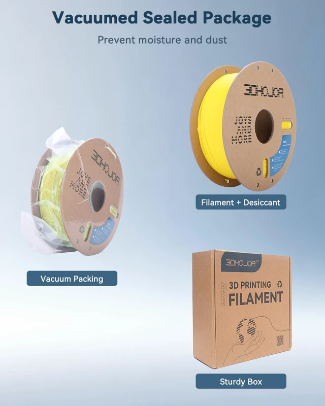 Alt view image 4 of 7 - PLA Filament 1.75mm,3D Printer Filament,1KG Yellow Cardboard Spool (2.2lbs),Dimensional Accuracy +/- 0.03 mm,Vacuum Packaging,Odor Free,Clog Free, Fit Most 3D FDM Printer