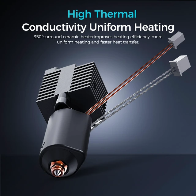 Alt view image 4 of 7 - Official K2 Plus Ceramic Heating Block Hotend Kit, with Quick-swap Nozzle Kit, Supports 350°C High Temperature, All-Metal Integrated Design Extruder Hotend for 3D Printer K2 Plus Combo