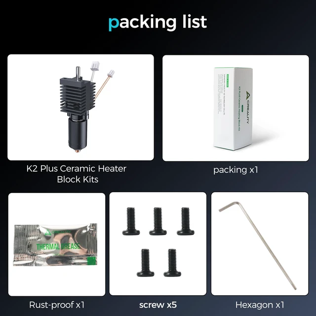 Alt view image 7 of 7 - Official K2 Plus Ceramic Heating Block Hotend Kit, with Quick-swap Nozzle Kit, Supports 350°C High Temperature, All-Metal Integrated Design Extruder Hotend for 3D Printer K2 Plus Combo