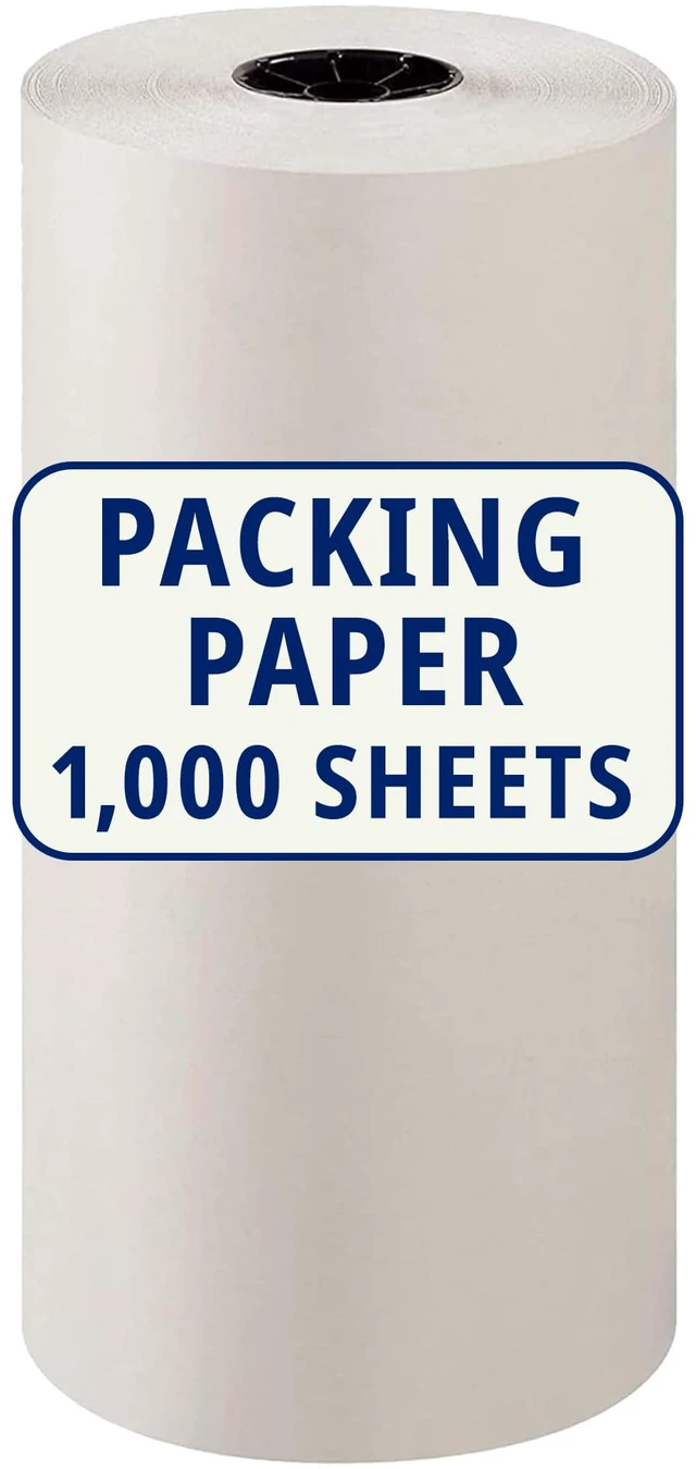 Main image of Packing Paper Roll 1440'L x 18"W - 1,000 Sheets 17 Long Equivalent - Large White Newsprint for Shipping, Packaging, Storage and Moving Supplies