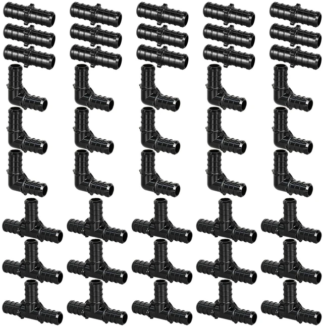 Main image of 60pcs 1/2" Poly PPSU Barb Crimp PEX Fitting Combo, No Lead 20pcs Each Elbows Tees Straight Couplings for PEX Pipe