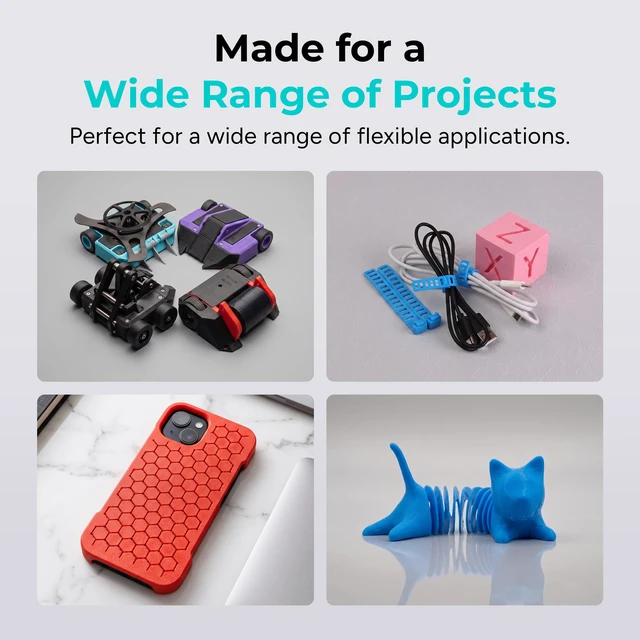 Alt view image 5 of 7 - TPU Filament 1.75mm 95A Flexible 0.75kg, Black 3D Printer Filament, High Speed 95A TPU Flexible Filament, Fast Printing, Dimensional Accuracy +/- 0.03mm
