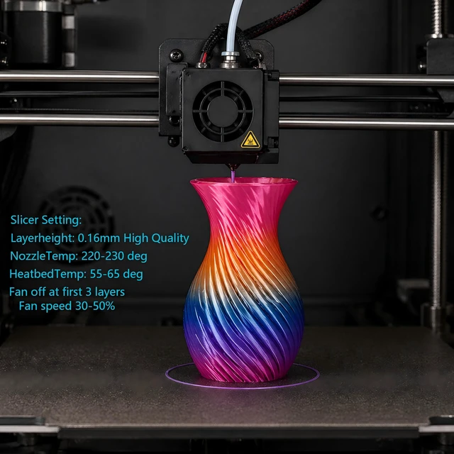 Alt view image 6 of 7 - PLA Filament 1.75mm, Fast Color Change Silk Rainbow, Glossy Multi Color 3D Printer Filament, Quick Rainbow PLA Filament for FDM 3D Printing, 1kg Spool
