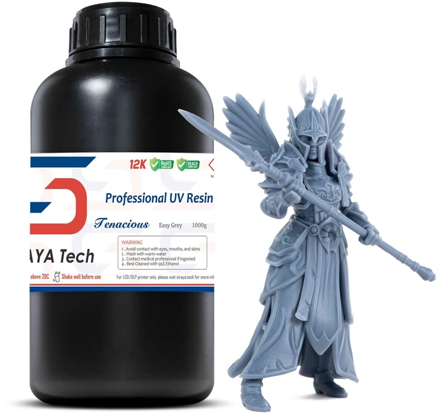Main image of Tenacious Flexible 3D Printer Resin, Easy Grey, 1kg Easy-to-Print Flexible Resin, High Impact Resistance, Great Resolution, High Toughness, No Mixing Needed, for MSLA/DLP/SLA