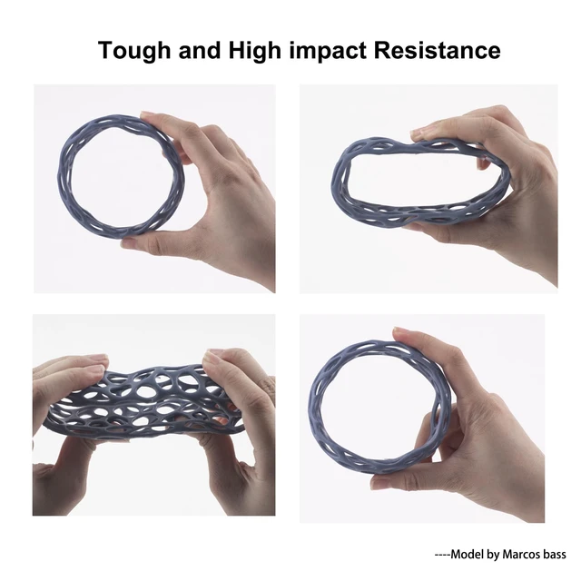 Alt view image 2 of 6 - Tenacious Flexible 3D Printer Resin, Easy Grey, 1kg Easy-to-Print Flexible Resin, High Impact Resistance, Great Resolution, High Toughness, No Mixing Needed, for MSLA/DLP/SLA