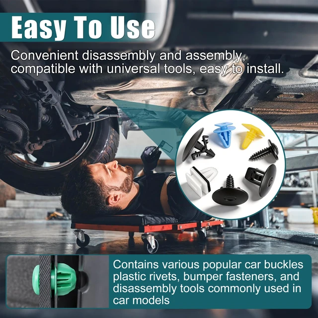 Alt view image 3 of 6 - 285PCS Automotive Plastic Fasteners & Bumper Clips, 26 Size Car Retainer Fender Nylon Rivets with Cable Ties & Removal Tool Compatible with Honda and Acura