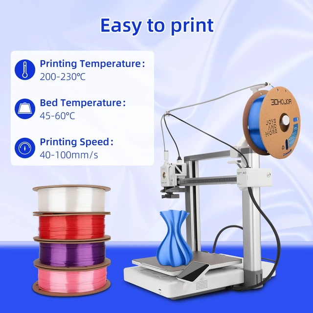 Alt view image 3 of 7 - Silk PLA Filament 1.75mm, PLA Filament 1.75mm Silk Shiny 3D Printer Filament, 1kg*2 Cardboard Spool, Dimensional Accuracy +/- 0.03 mm, Fit Most FDM Printer(Silk Red+Blue)