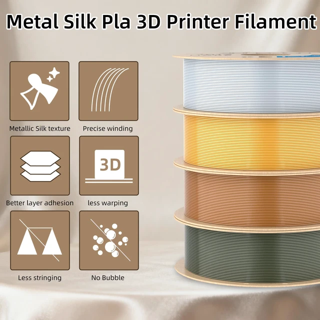 Alt view image 2 of 7 - Silk PLA Filament 1.75mm, PLA Filament 1.75mm Silk Shiny 3D Printer Filament, 1kg*2 Cardboard Spool, Dimensional Accuracy +/- 0.03 mm, Fit Most FDM Printer(Copper+Bronze)