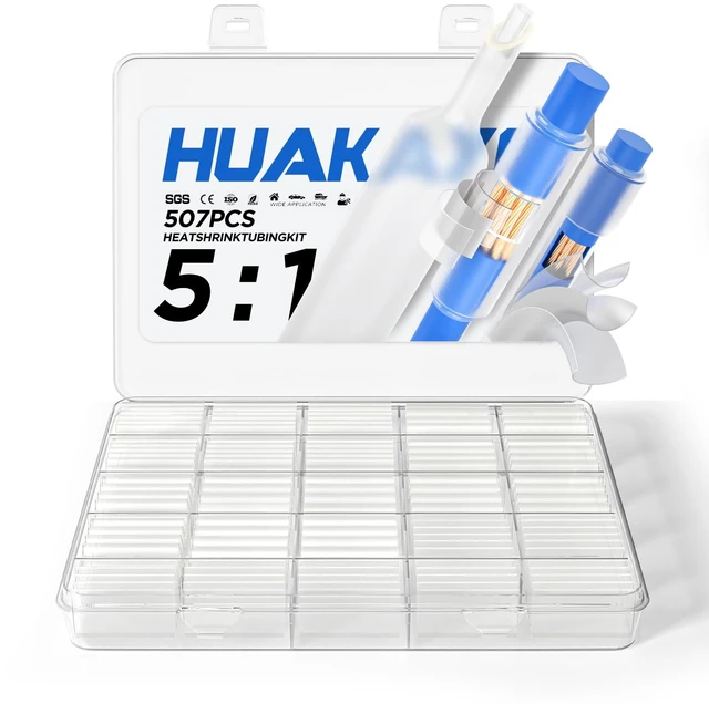 Main image of 5:1 Heat Shrink Tubing Kit, Industry-Leading 5:1 Ratio Shrink Wrap Tubing Adhesive Lined, Heat Shrink Wire Connectors, Marine Grade Dual Wall, Waterproof Electrical Wire Tube Connectors