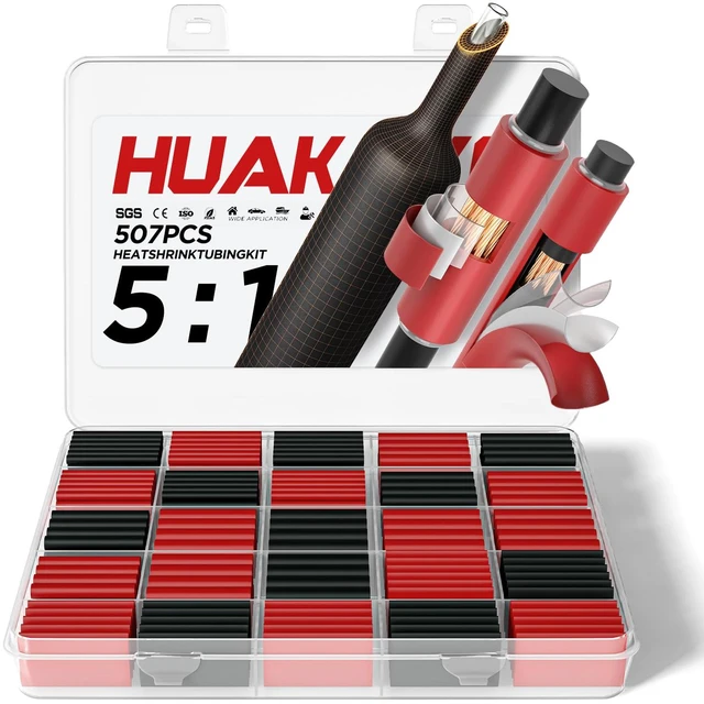 Main image of 5:1 Heat Shrink Tubing Kit, Industry-Leading 5:1 Ratio Shrink Wrap Tubing Adhesive Lined, Heat Shrink Wire Connectors, Marine Grade Dual Wall, Waterproof Electrical Wire Tube Connectors