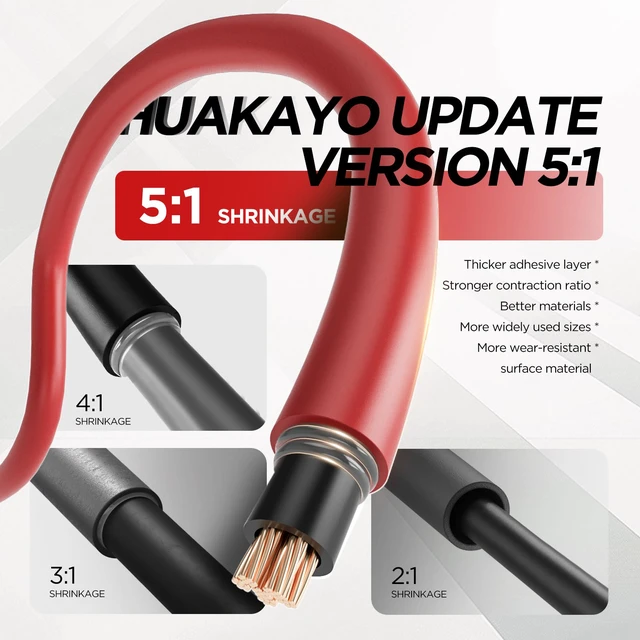 Alt view image 4 of 7 - 5:1 Heat Shrink Tubing Kit, Industry-Leading 5:1 Ratio Shrink Wrap Tubing Adhesive Lined, Heat Shrink Wire Connectors, Marine Grade Dual Wall, Waterproof Electrical Wire Tube Connectors