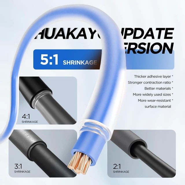 Alt view image 4 of 7 - 5:1 Heat Shrink Tubing Kit, Industry-Leading 5:1 Ratio Shrink Wrap Tubing Adhesive Lined, Heat Shrink Wire Connectors, Marine Grade Dual Wall, Waterproof Electrical Wire Tube Connectors