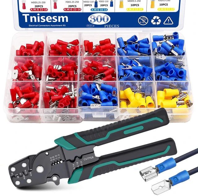 Main image of Spade Connector 16 Types with Professional Wire Stripper/Wire Crimping Tool, Wire Cutter, Wire Crimper, Cable Stripper, Wiring Tools and Multi-Function Hand Tool