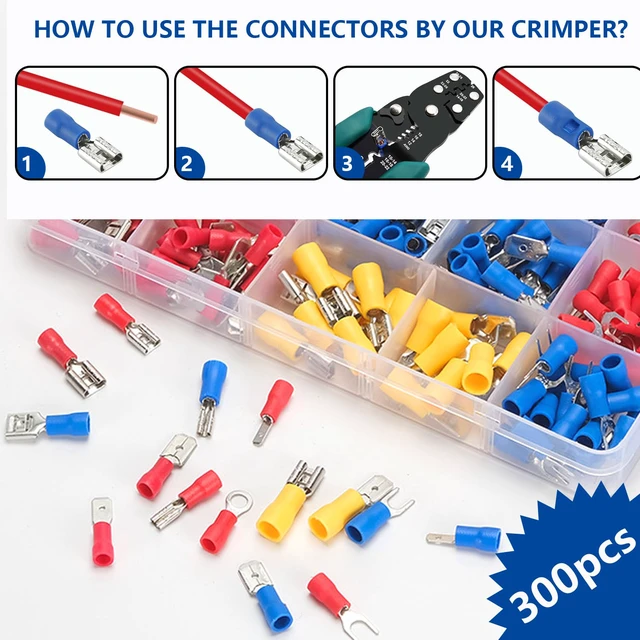 Alt view image 3 of 7 - Spade Connector 16 Types with Professional Wire Stripper/Wire Crimping Tool, Wire Cutter, Wire Crimper, Cable Stripper, Wiring Tools and Multi-Function Hand Tool