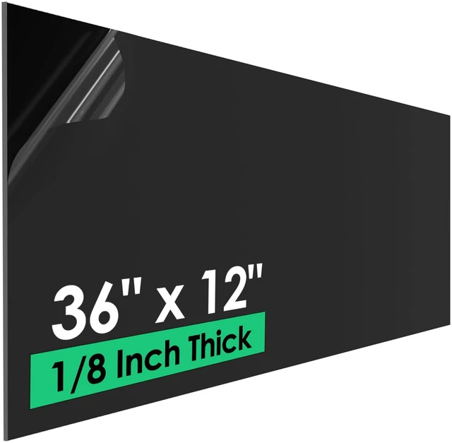 Main image of Black ABS Plastic Sheet 1/8" Thick (3mm) - 36" x 12", Long Rigid Thermoplastic Board for Signs, Crafts, DIY Projects, Dual-Surface - Textured & Smooth (Pack of 1)
