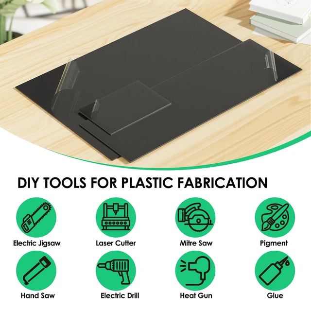 Alt view image 4 of 7 - Black ABS Plastic Sheet 1/8" Thick (3mm) - 36" x 12", Long Rigid Thermoplastic Board for Signs, Crafts, DIY Projects, Dual-Surface - Textured & Smooth (Pack of 1)
