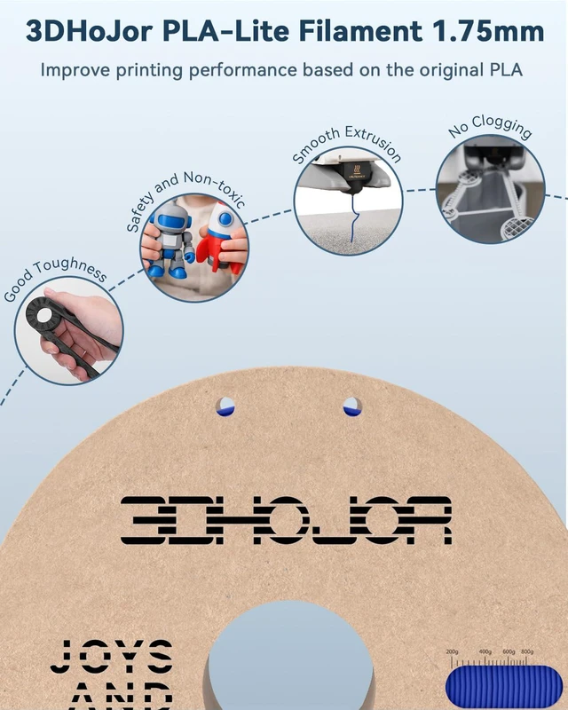 Alt view image 4 of 7 - PLA Filament 1.75mm,3D Printer Filament,1kg Cardboard Spool (2.2lbs),Dimensional Accuracy +/- 0.03 mm,Vacuum Packaging,Odor Free, Clog Free,Fit Most 3D FDM Printer,Blue