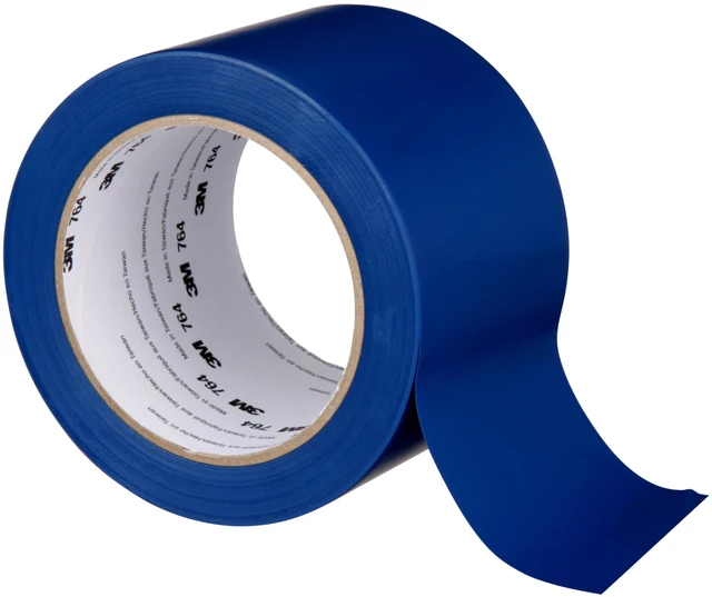 Main image of General Purpose Vinyl Tape 764, Blue, 3 in x 36 yd, 5 mil, 1 Roll Light Traffic Floor Marking Tape, for Social Distancing, Color Coding, Safety, Bundling