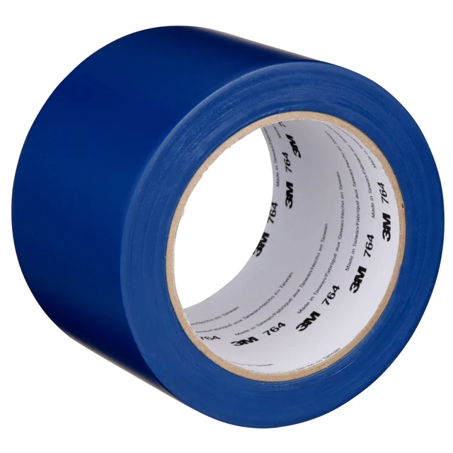 Alt view image 3 of 7 - General Purpose Vinyl Tape 764, Blue, 3 in x 36 yd, 5 mil, 1 Roll Light Traffic Floor Marking Tape, for Social Distancing, Color Coding, Safety, Bundling