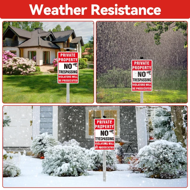 Alt view image 5 of 7 - 4 Pack Large Private Property No Trespassing Signs, Aluminum No Trespassing Video Surveillance Sign, No Trespassing SignsWeatherproof and Highly Visible for Property Protection (12x18 inches)