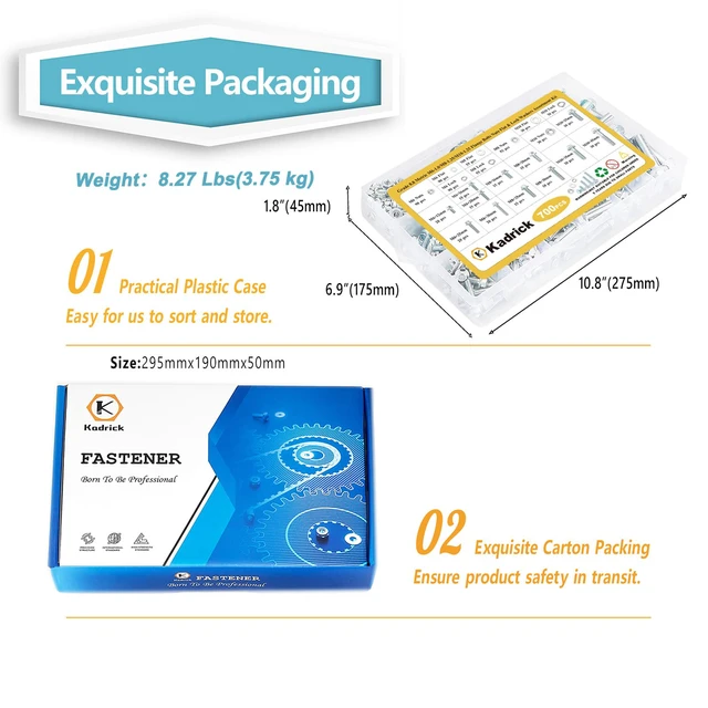 Alt view image 4 of 6 - 700PCS Class 8.8 Metric Bolt Assortment,M6 M8 M10 Flange Hex Bolts M6-1 M8-1.25 M10-1.25 Flange Hex Bolt Nut Flat/Lock Washer Kit,Length from 12mm-45mm,Heavy Duty,Eco-Friendly Zinc Plated