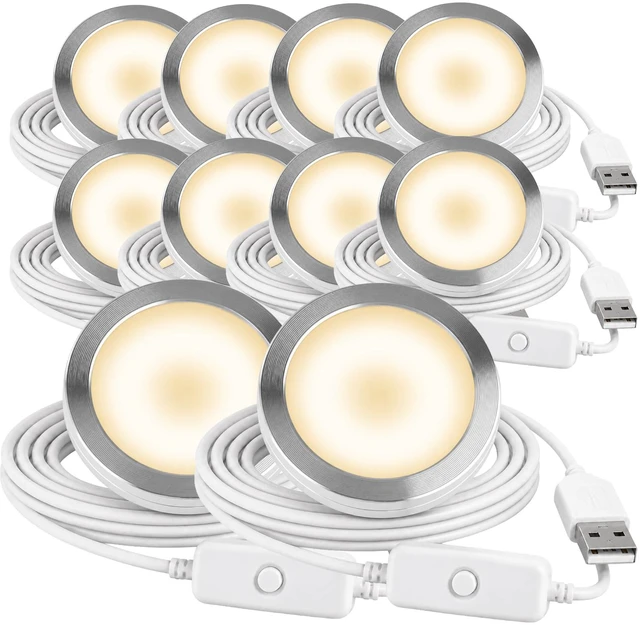 Main image of LED Lamp Kit 001, 3D Printing Model Kit, 3000K Warm Light, 10 Pack Universal Fit 3D Printed Lamp Kit 001 Shade, Fixed 3000K White LED With Aluminum Shell, 5V Type-A USB Power Inline Switch