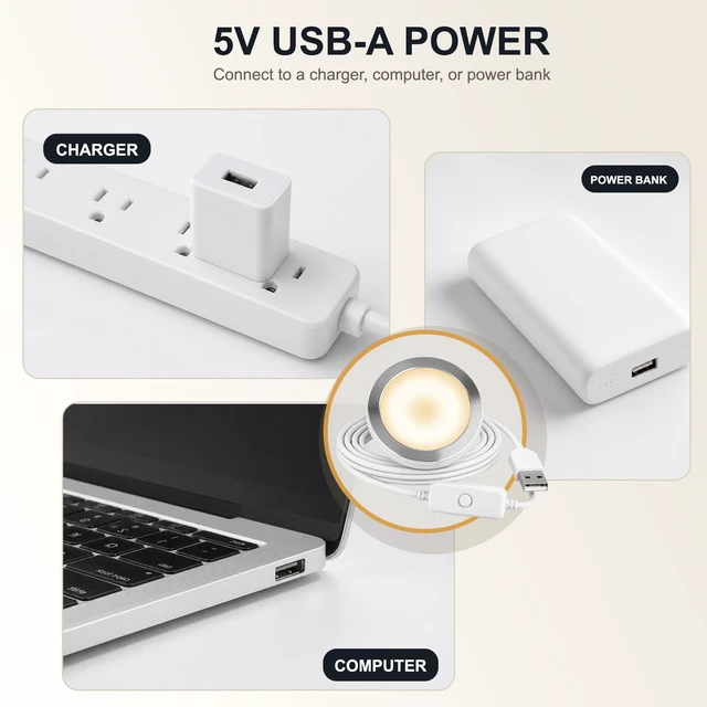 Alt view image 5 of 6 - LED Lamp Kit 001, 3D Printing Model Kit, 3000K Warm Light, 10 Pack Universal Fit 3D Printed Lamp Kit 001 Shade, Fixed 3000K White LED With Aluminum Shell, 5V Type-A USB Power Inline Switch