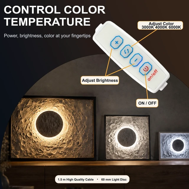 Alt view image 2 of 6 - Howarx LED Lamp Kit 001, 3D Printing Model Kit, 3-Color Dimmable, 10 Pack | Universal Fit 3D Printed Lamp Kit 001 Shade, Switchable 3000K 4000K 6000K With Stepless Dimming, 5V Type-A USB Power